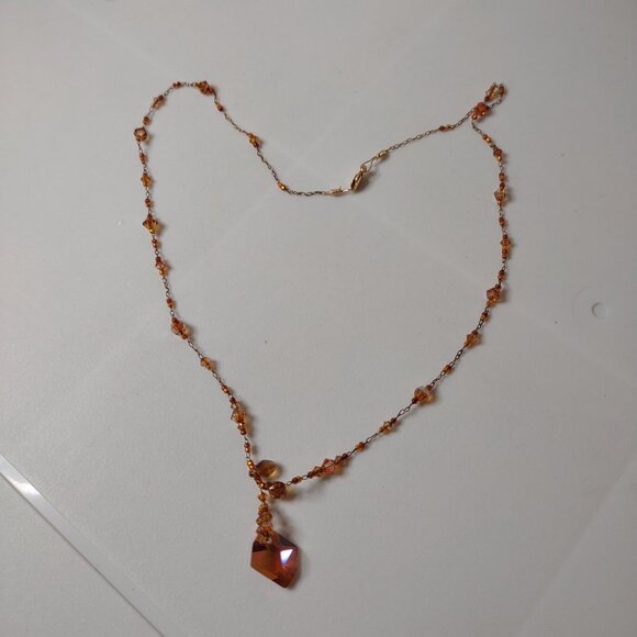 Cute 18 Inch Orange Glass Bead Necklace - Picture 13 of 13
